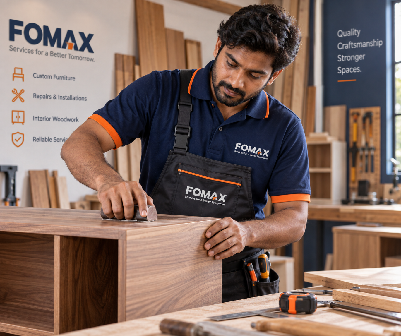 Indian Carpenter Working on Joinery