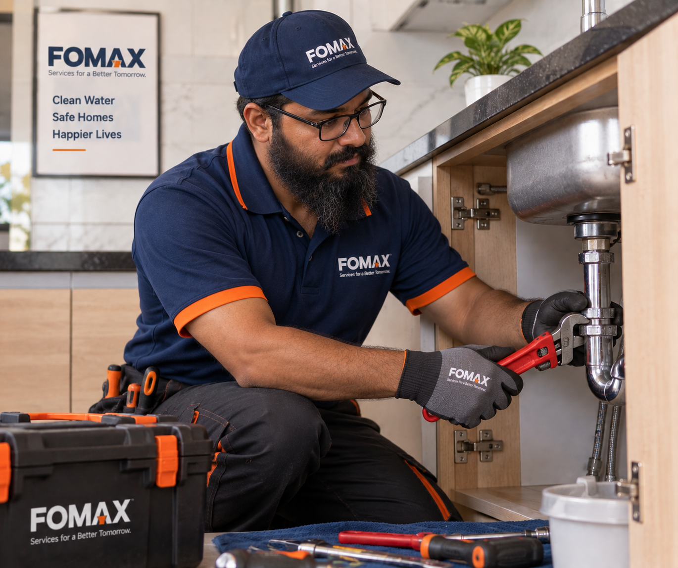 Professional Indian Plumber Working - FOMAX